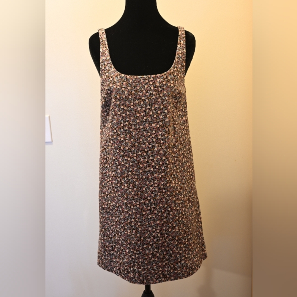 Pastel Floral Cotton Blend Corduroy Mini Dress Spring Soft Girl Fem Cottagecore